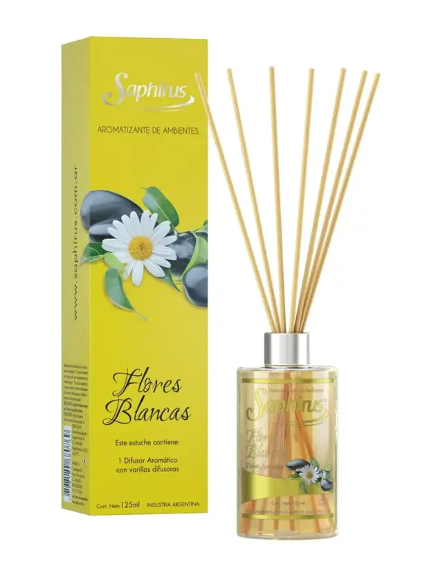 Saphirus Difusor con palillos Flores Blancas