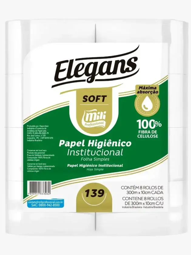 Papel Higienico Institucional Elegans Hoja Simple de 300m (Fardo)