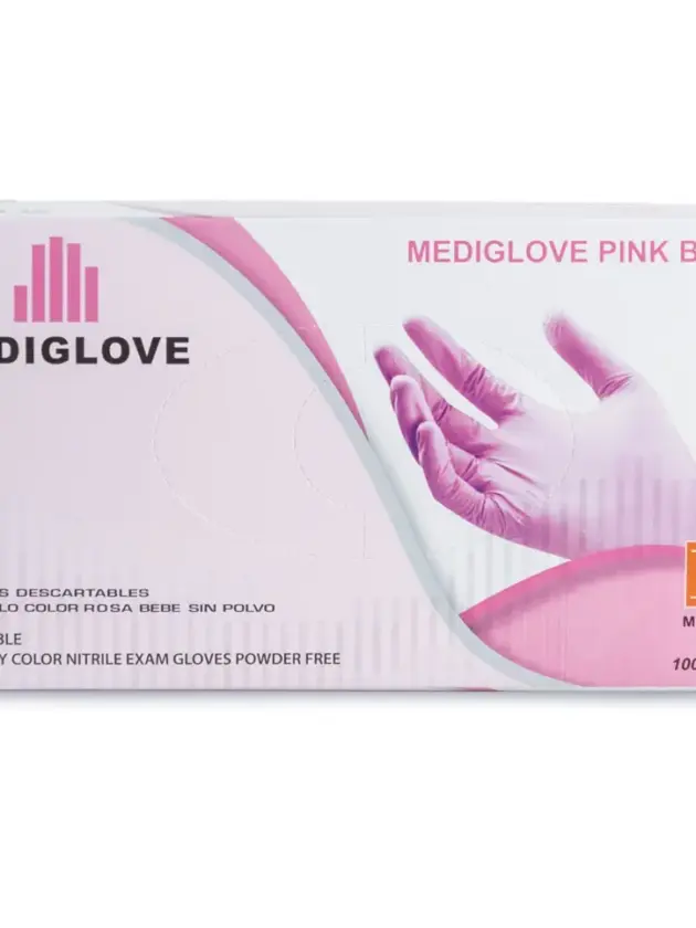 Guante de Nitrilo Rosa, MEDIGLOVE. Tam M