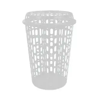 Canasta plast. p/ Ropa, GRIS BELMONT 60L Redondo C/Tapa