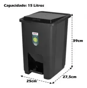 BASURERO C/ PEDAL PLAST. SANREMO 15L