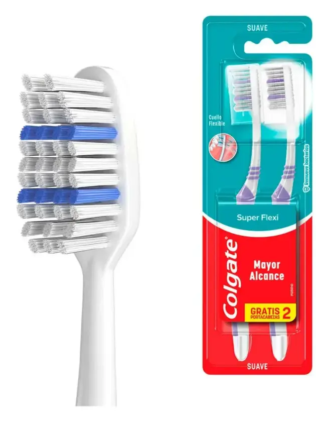 Cepillo Dental Colgate Super Flexi + Capuchón 2 Piezas