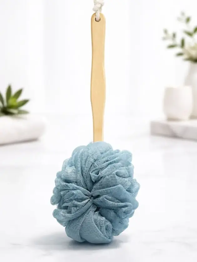 Esponja de baño con mango de madera