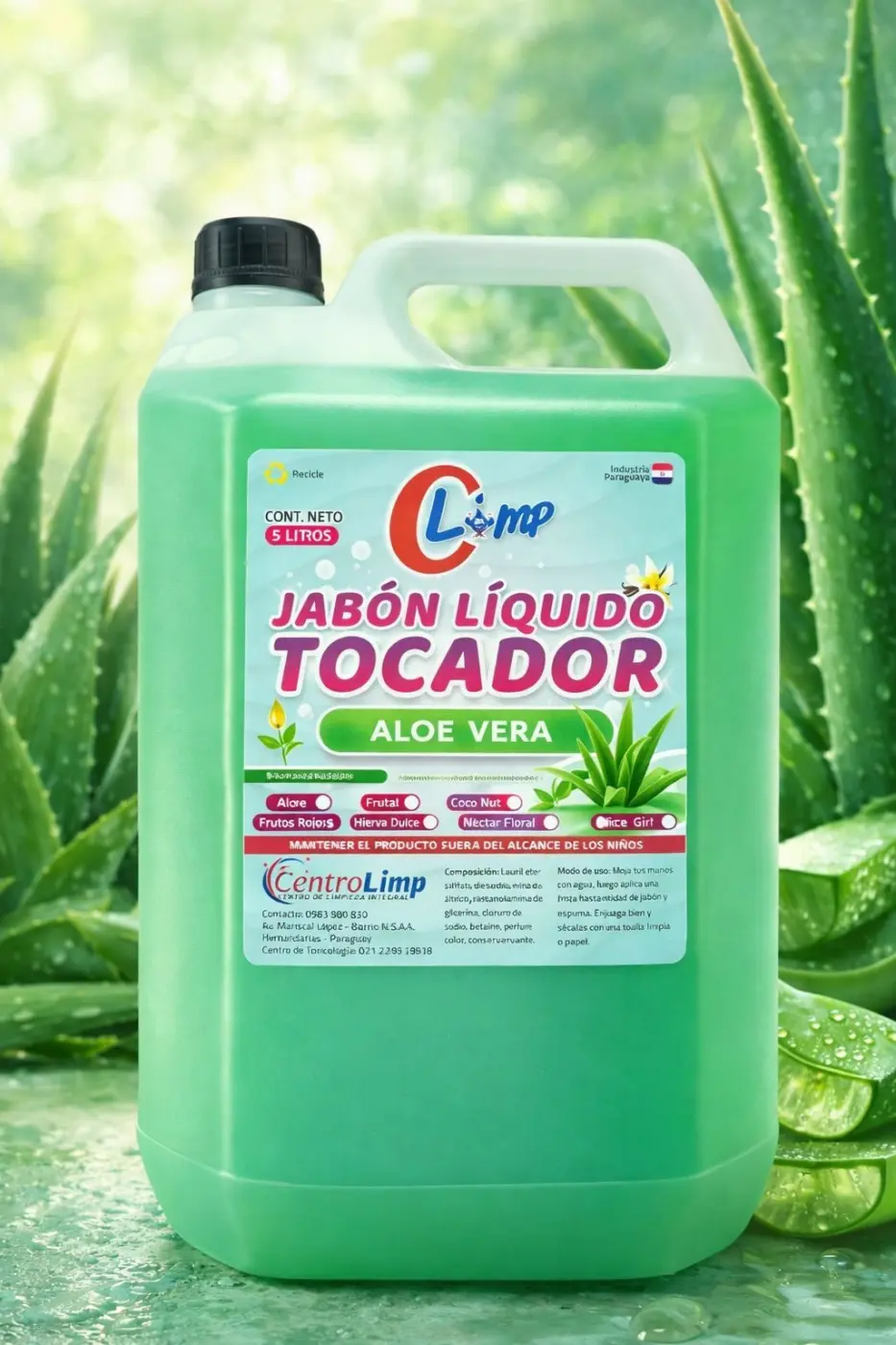Jabon Liquido Tocador Aloe Vera, 5lt CLIMP