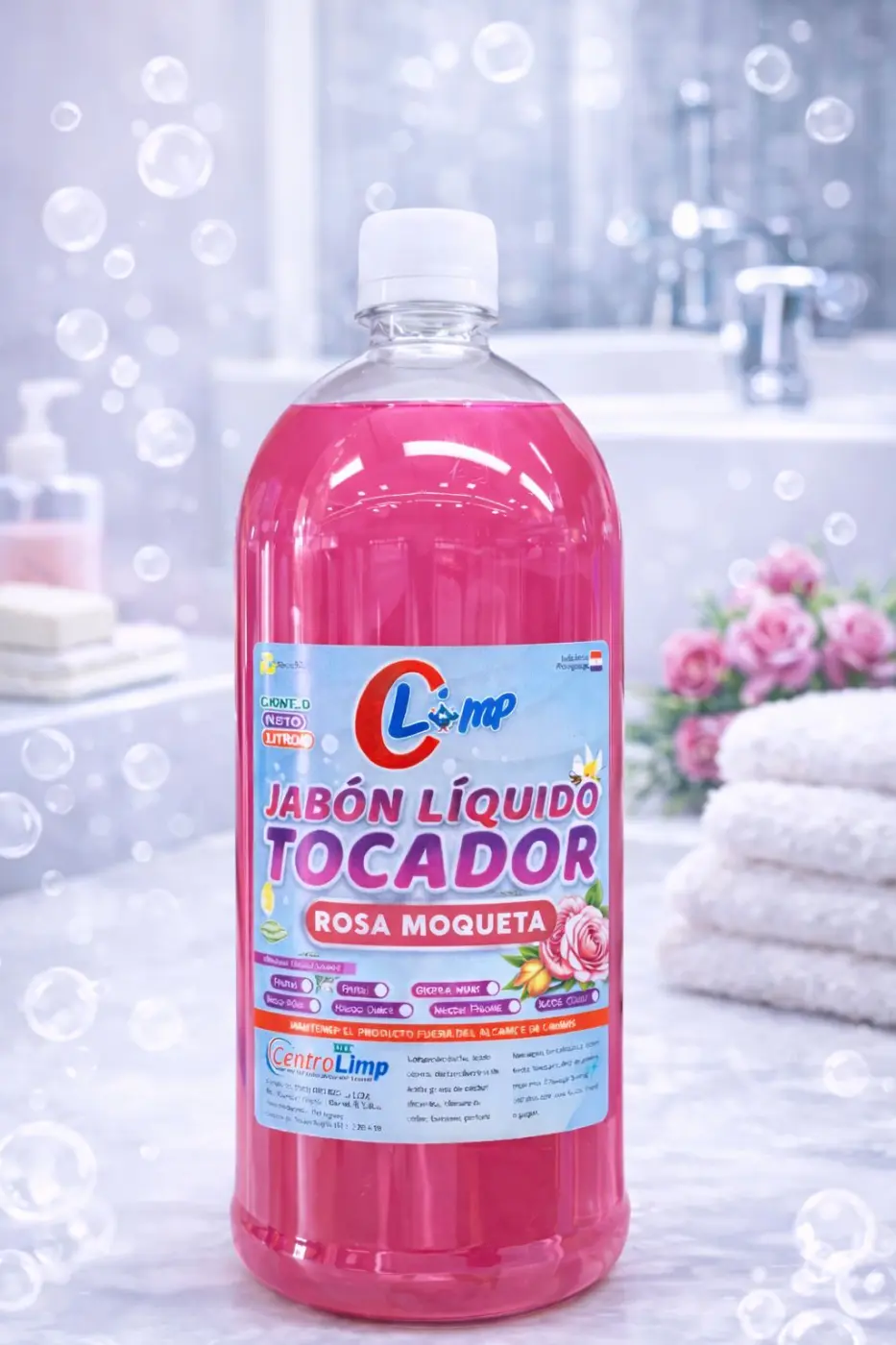 Jabón Liquido Tocador Rosa Moqueta, 1lt CLIMP
