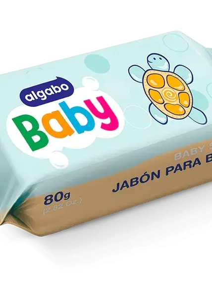 Jabón para bebé Algabo pastilla flow pack 80g