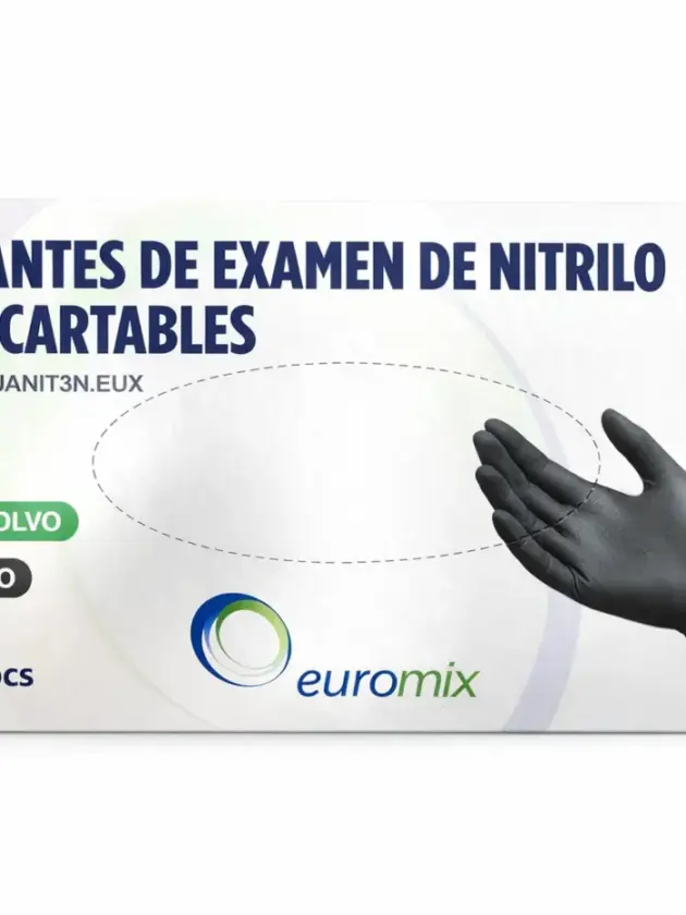 Guante  Nitrilo  negro de examen Descartables 100u EUROMIX