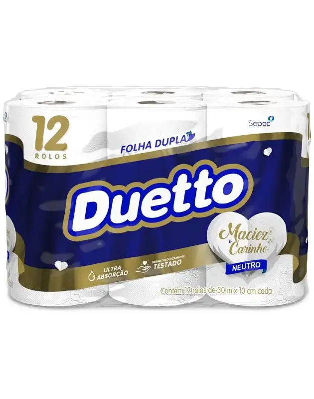 Papel Higiénico DUETTO DOBLE HOJA Neutro 12UND 30MTS