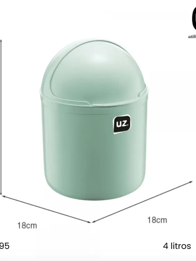 Basurero Plast. 4lt Movil UZ VERDE MENTA