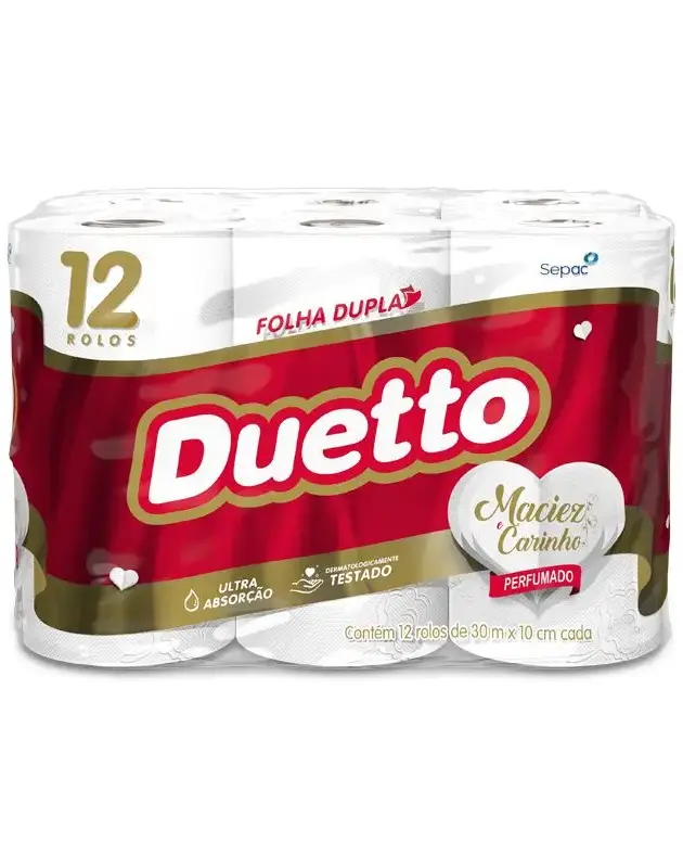 Papel Higiénico DUETTO DOBLE HOJA PERF. 12UND 30MTS