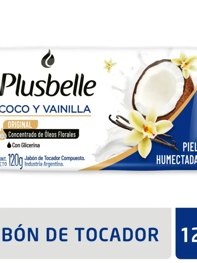 PLUSBELLE  JABON COCO Y VAINILLA X 120 GR