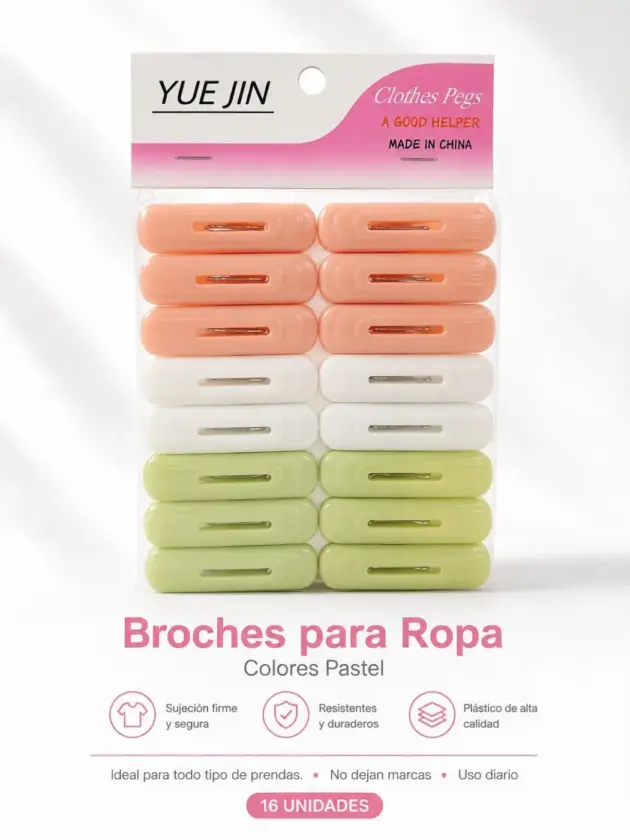 Pinza para Ropas de Plast.  16und.