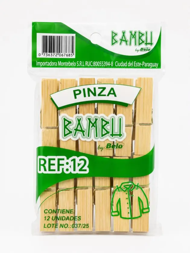 Pinza de bambú 12un.