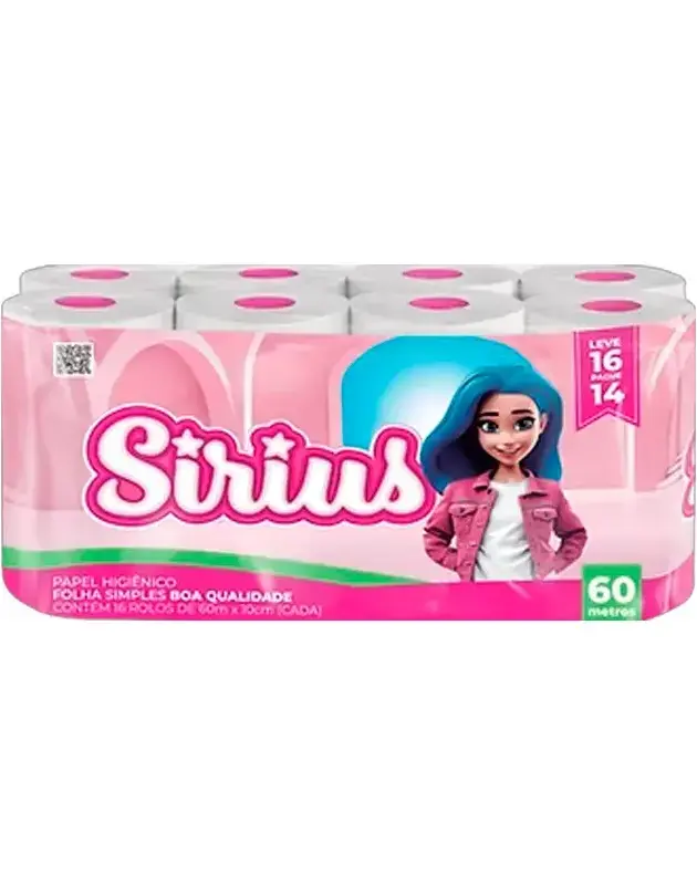 Papel Higiénico Sirius 16rll 60mt hoja simple