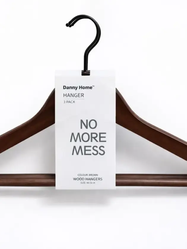 Percha de Madera Marron, DANNY HOME 3un.