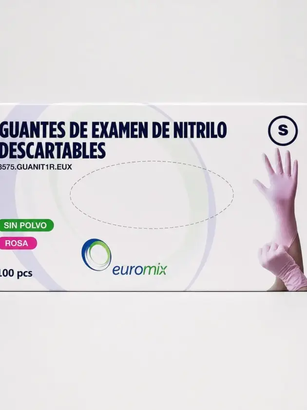 Guante de Nitrilo Rosa, EUROMIX P