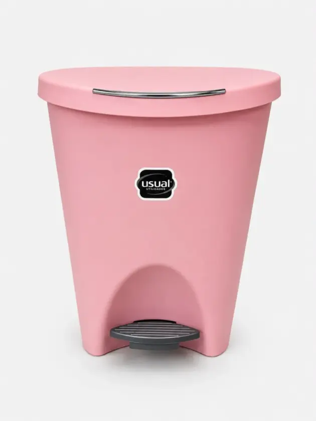Basurero Plastico Usual 15lt Rosa