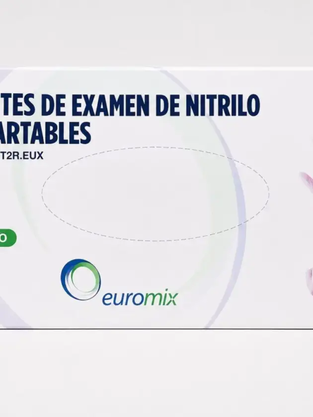 Guante de Nitrilo Rosa, EUROMIX. Tam M