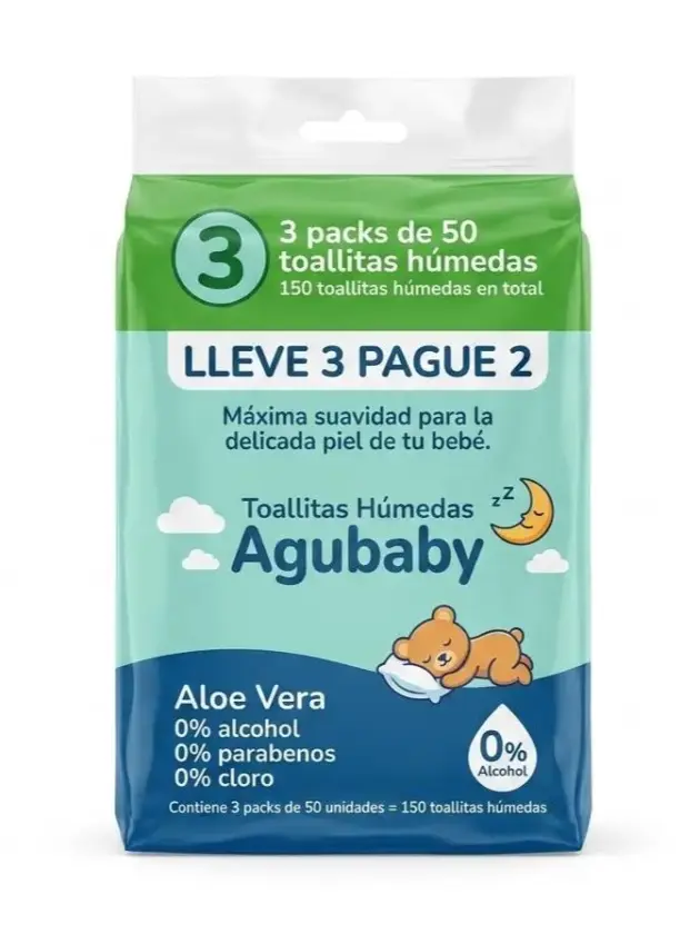 Toallitas húmedas Agubaby aloe vera pack 3uds
