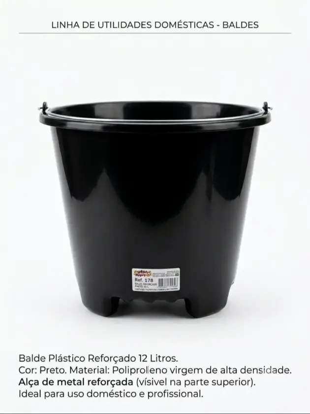 Balde reforzado con agarre Plasnew 12L