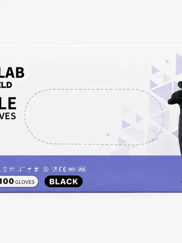 Guantes de Nitrilo, Pequeño Negro, Medilab