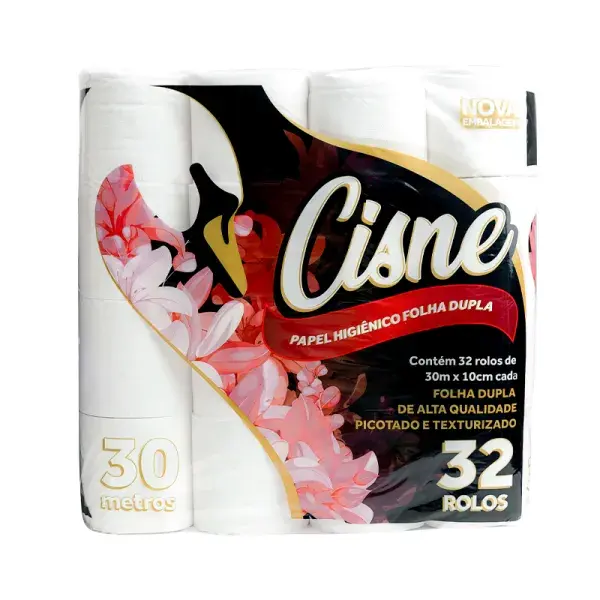 Papel Higiénico Cisne, 32rll 30mt doble hojas.