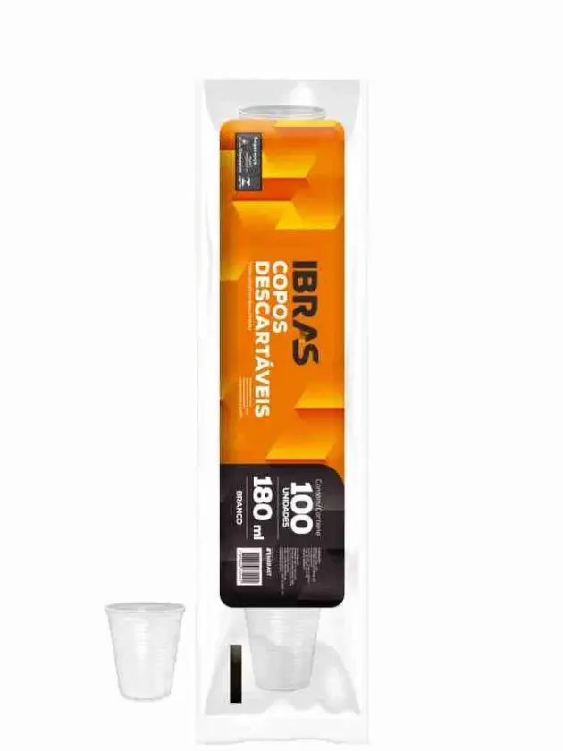 Vaso Plástico  IBRAS Descartable 180ml x 25x100