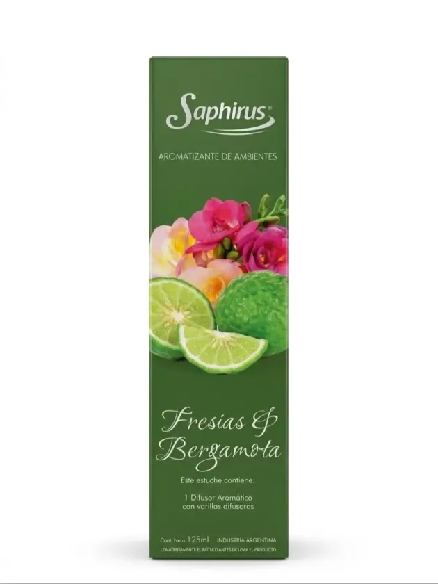Saphirus Difusor con palillos Fresias y Bergamota 125ml.