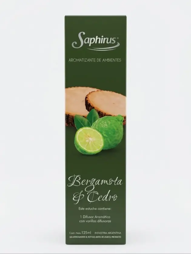 Saphirus Difusor con palillos Bergamota y Cedro 125ml.