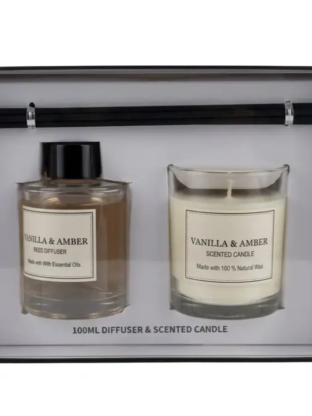 Difusor con palillos mas Vela aromática 79ML , 80GR. Danny Home