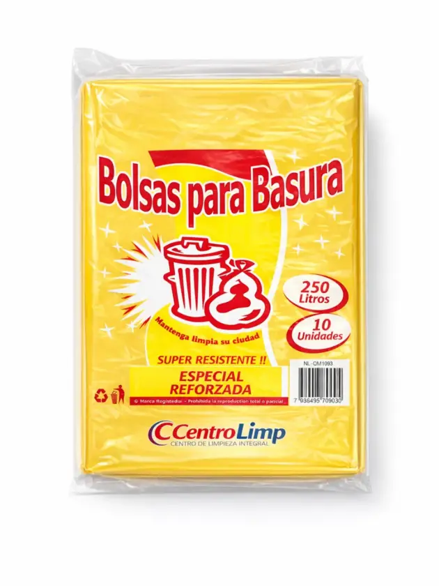 Bolsa de basura 250 L, resistente cont. 10u.