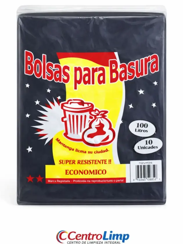 Bolsa de basura 100 L, negro cont. 10u.