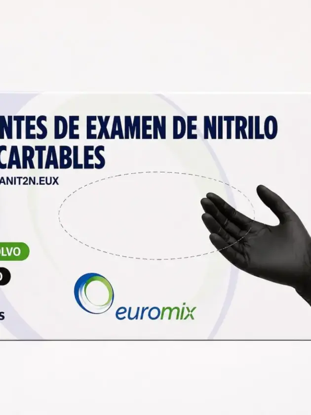 Guante de Nitrilo Negro, EUROMIX.  M